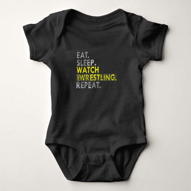 Eat Sleep Watch Pro Wrestling Wiederholung Baby Strampler (Vorderseite)
