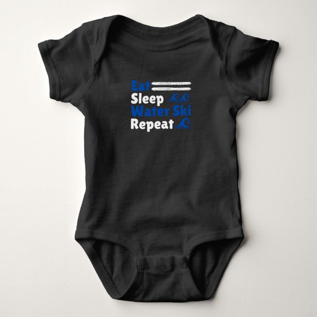 Eat Sleep Water Ski Wiederholung Baby Strampler (Vorderseite)