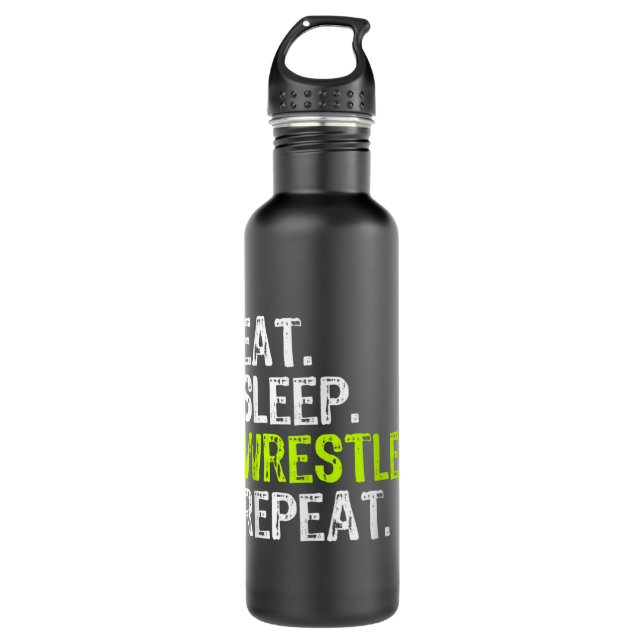 Eat Sleep Wrestle Repeat Wrestling Wrestler Edelstahlflasche (Vorderseite)
