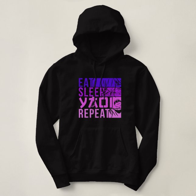 Eat Sleep Yaoi Repeat Fujoshi Anime Boy Gay Manga Hoodie (Design vorne)
