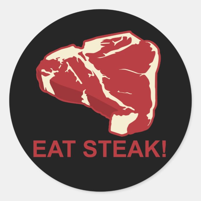 Eat STeak Runder Aufkleber (Vorderseite)
