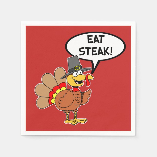 Eat Steak Turkey Pilgrim Hat Erntedank Serviette (Vorderseite)