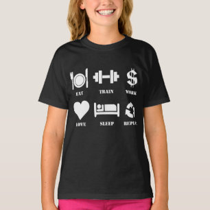 Eat Train Work Love Sleep Repeat Motivational Gym T-Shirt