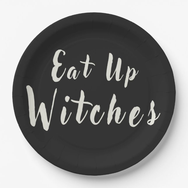 Eat Up Hexen Spaß Halloween Chic Black Pappteller (Vorderseite)