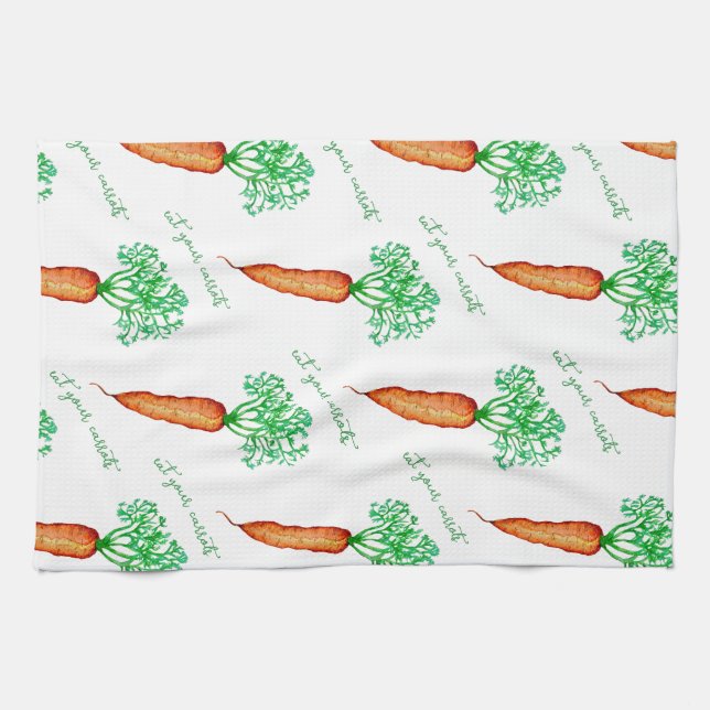 Eat Your Carrots Watercolor  Geschirrtuch (Horizontal)