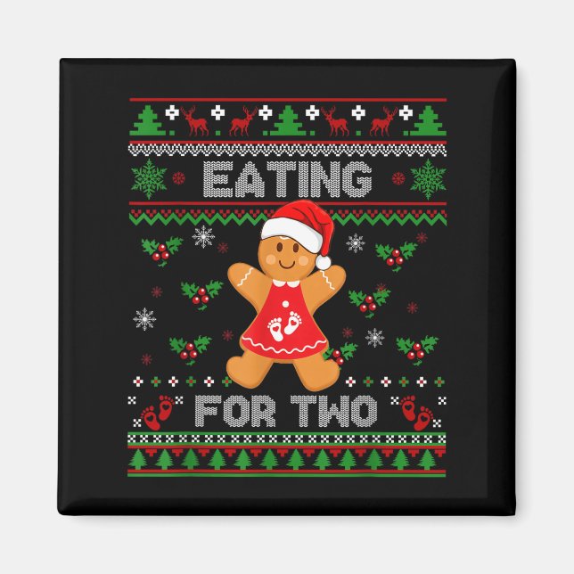 Eating For Two Pregnancy Announcement Ugly Sweater Magnet (Vorne)