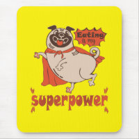 Eating is my superpower red cloak pug comic style
