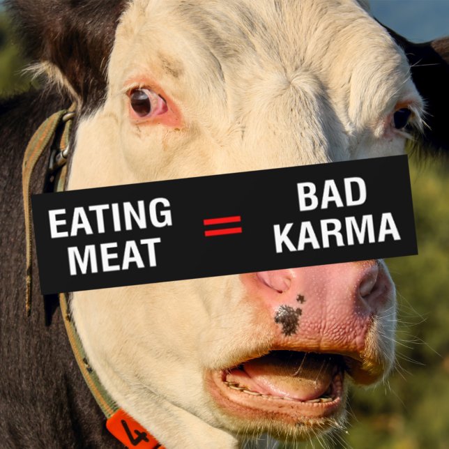 Eating Meat = Bad Karma, Vegan Activism,  Autoaufkleber (Von Creator hochgeladen)