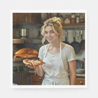 Eating Pizza Photo Personalize Customize Serviette