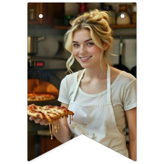 Eating Pizza Photo Personalize Customize Wimpelkette