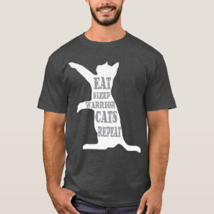 EatSleepWarrior CatsWiederholen Funny Cat Lover  T-Shirt