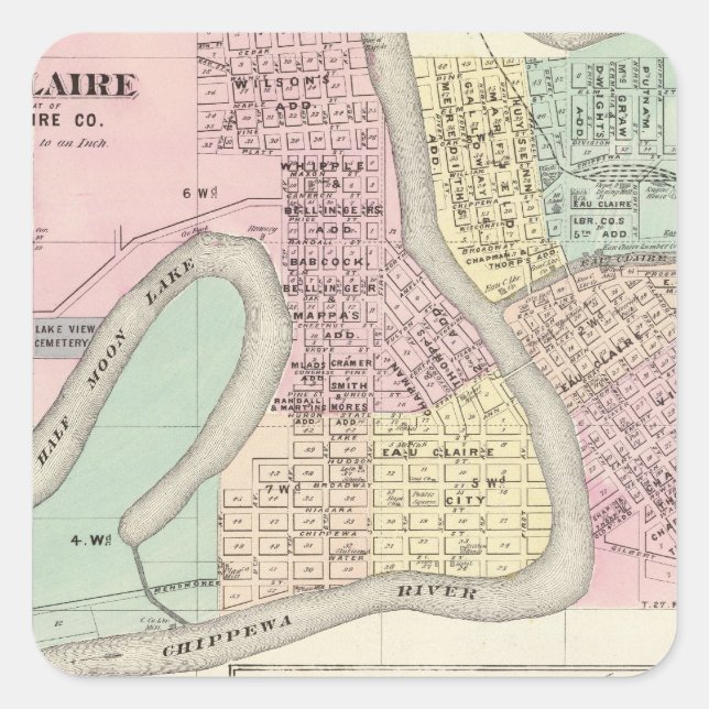 Eau Claire und Medford Quadratischer Aufkleber (Vorderseite)