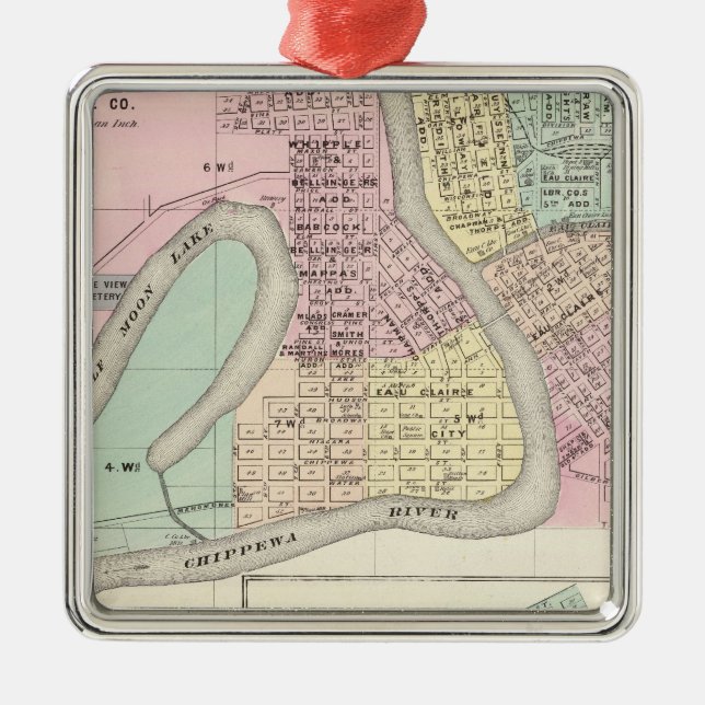 Eau Claire und Medford Silbernes Ornament (Vorne)