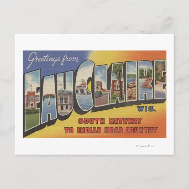 Eau Claire, Wisconsin - Große Briefszenen Postkarte (Vorderseite)