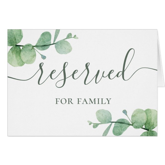 Eau-couleur eucalyptus script mariage signe réserv (Devant Horizontal)