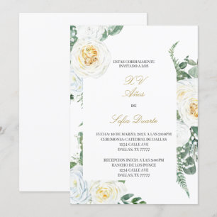 Eau couleur Quinceanera invitation en espagnol