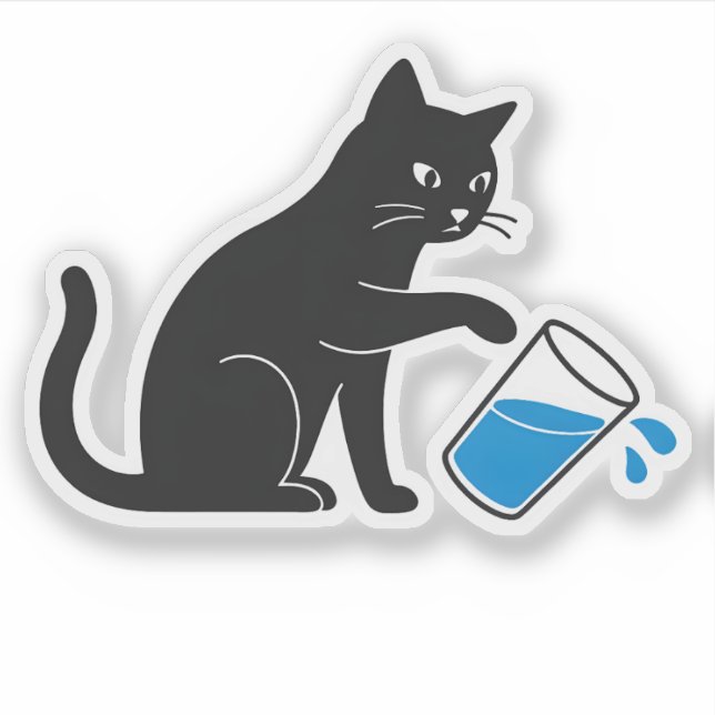 Eau de déversement de chats noirs - Sticker pour o (Devant)