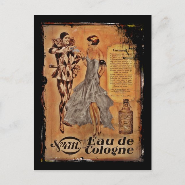 Eau de Köln Harlequin und Flapper Postkarte (Vorderseite)
