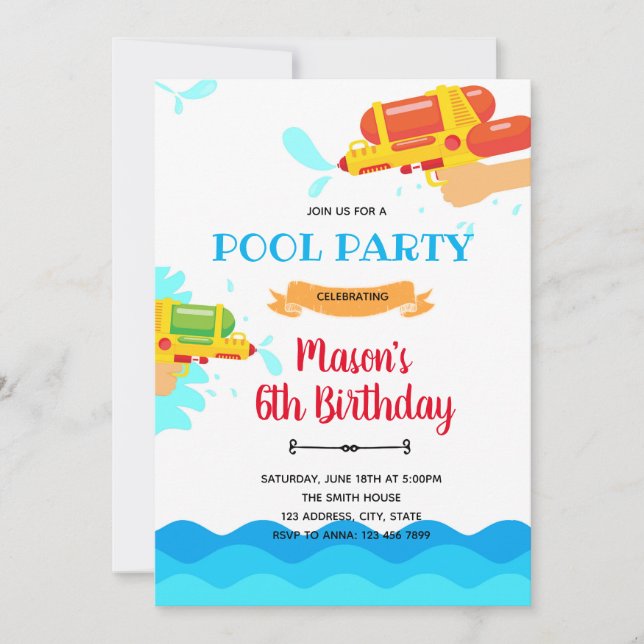 Eau de la piscine de toboggan aquatique invitation (Devant)