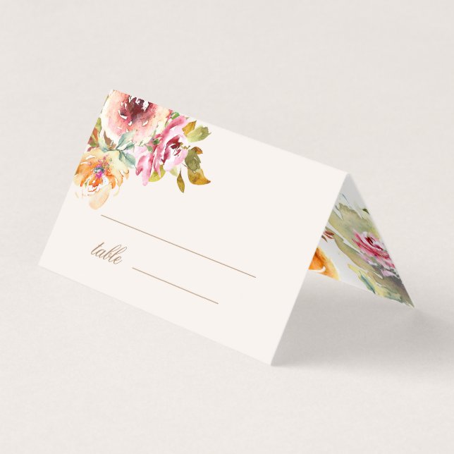 Eau d'été Jardin Floral Mariage Carte de table (Front)