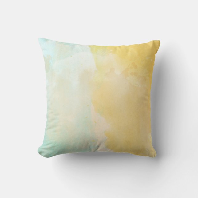 Eau pastel couleur blanc jaune aqua déco coussin (Recto)
