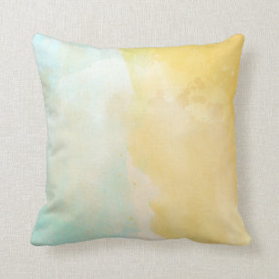 Eau pastel couleur blanc jaune aqua déco coussin