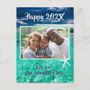 Eau Turquoise Nouvel An Photo Grey Carte Postale