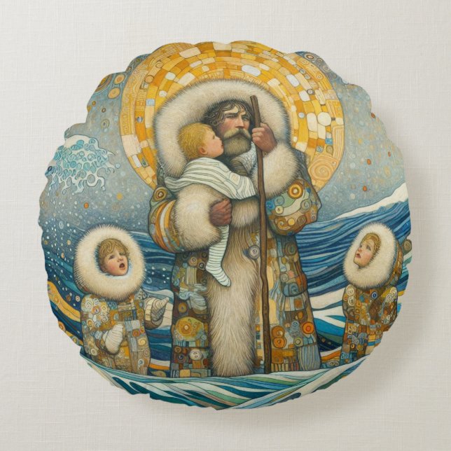 "Eaux froides, guide solide" Coussin rond (Devant)