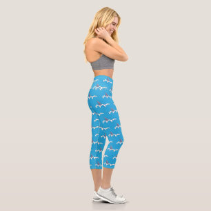 Eaux infestées de requin Léger Bleu Capri Leggings