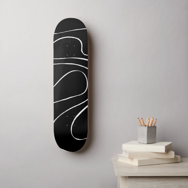 Ebb and Flow 2 - Black on White Skateboard (Wandkunst)