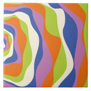 EBB & Flow 4 Blau, Orange, Lila, Grün & Creme Fliese
