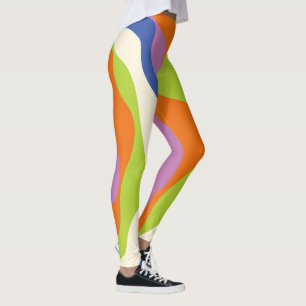 EBB & Flow 4 Blau, Orange, Lila, Grün & Creme Leggings