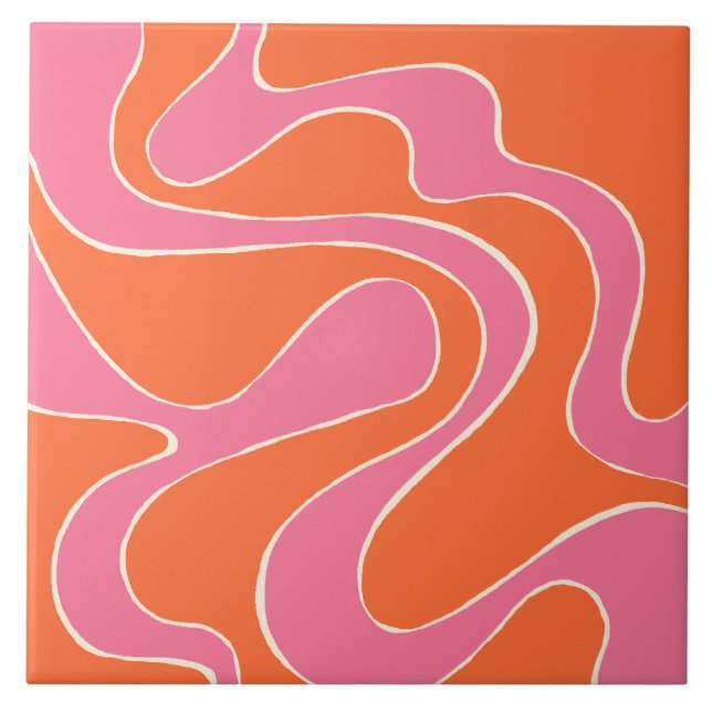 EBB und Flow 2 in Rosa, Orange und Creme Fliese (Vorderseite)