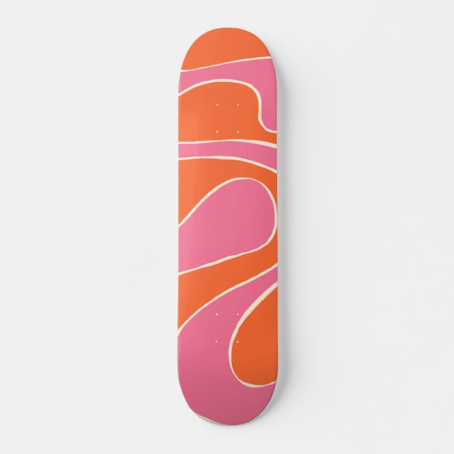 EBB und Flow 2 in Rosa, Orange und Creme Skateboard (Vorne)
