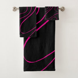 Ebb und Flow 2 - Magenta und Schwarz Badhandtuch Set