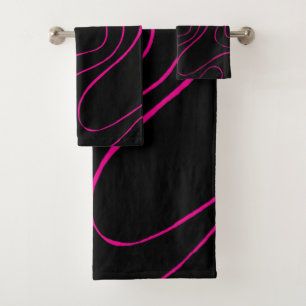 Ebb und Flow 2 - Magenta und Schwarz Badhandtuch Set