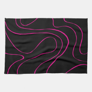 Ebb und Flow 2 - Magenta und Schwarz Geschirrtuch