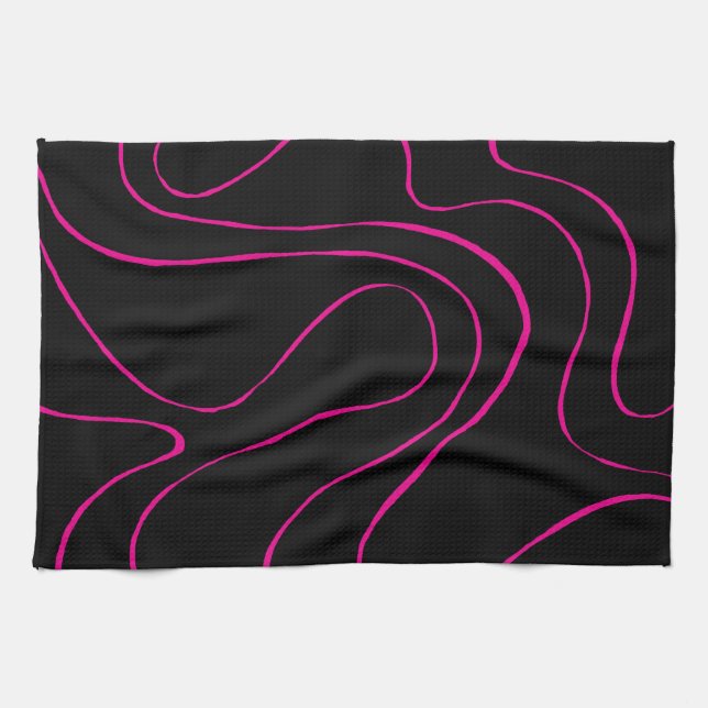 Ebb und Flow 2 - Magenta und Schwarz Geschirrtuch (Horizontal)