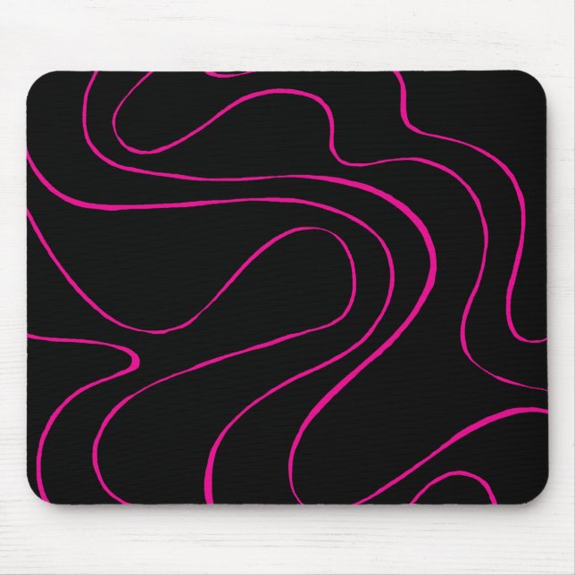 Ebb und Flow 2 - Magenta und Schwarz Mousepad (Vorne)