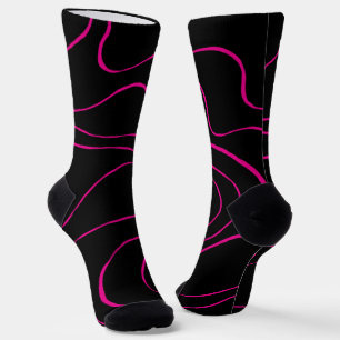 Ebb und Flow 2 - Magenta und Schwarz-Throw-Kissen Socken