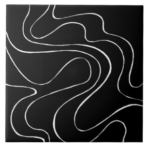 Ebb und Flow 2 - Schwarz auf Weiß Fliese