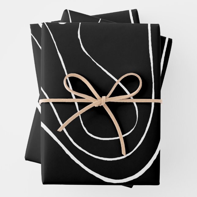 Ebb und Flow 2 - Schwarz auf Weiß Geschenkpapier Set (Beispiel)