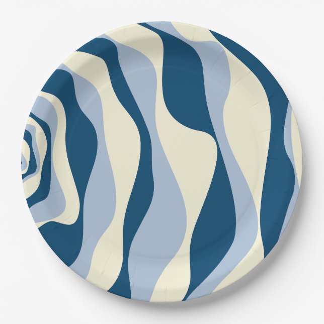 EBB und Flow 4 - Dunkles Blau, Licht und Creme Pappteller (Vorderseite)