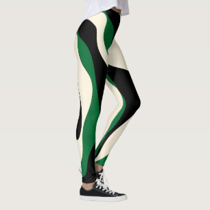 EBB und Flow 4 in Grün, Creme und Schwarz Leggings