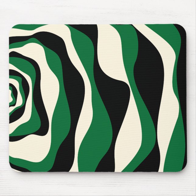 EBB und Flow 4 in Grün, Creme und Schwarz Mousepad (Vorne)