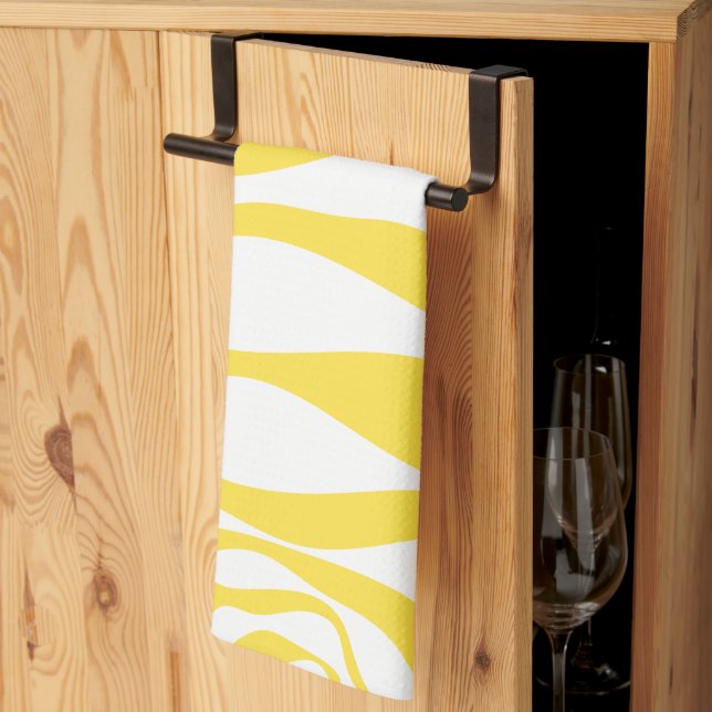 EBB und Flow 4 in Lemon Gelb und Weiß Geschirrtuch (Drittel gefaltet)