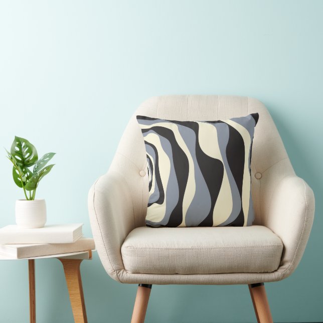 EBB und Flow 4 in Schwarz, Grau und Creme Kissen (Stuhl )