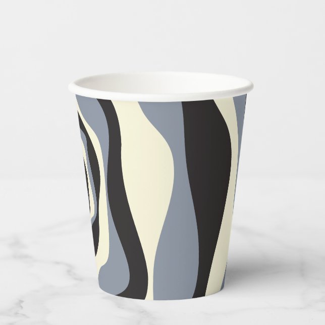 EBB und Flow 4 in Schwarz, Grau und Creme Pappbecher (Vorderseite)