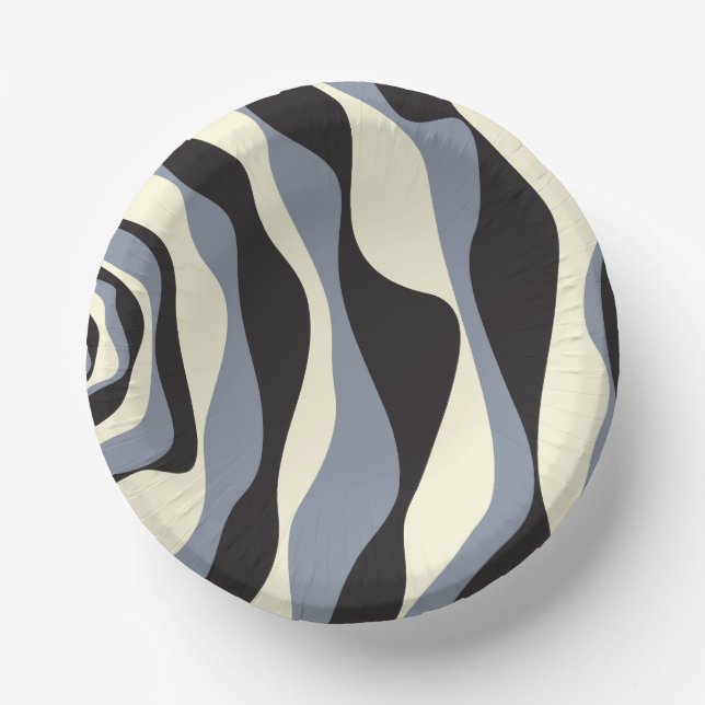 EBB und Flow 4 in Schwarz, Grau und Creme Pappteller (Vorderseite)