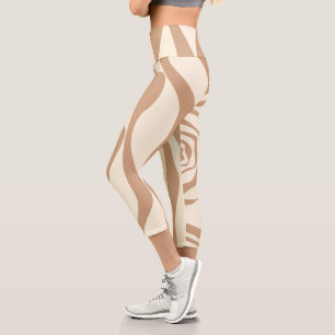 EBB und Flow 4 in Tan und Creme Capri Leggings